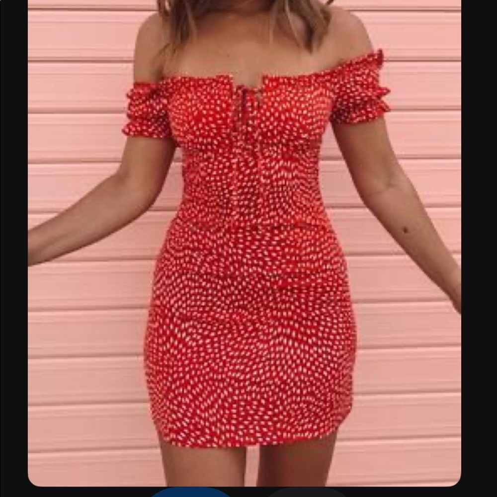 Red floral mini dress